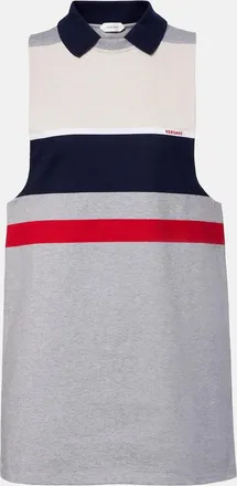 Versace Striped cotton jersey polo dress