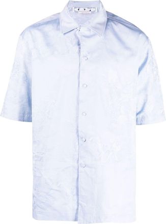 Off-white angel-motif jacquard short-sleeved shirt - men - Cotton - M - Blue