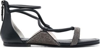 Fabiana Filippi 10mm open-toe leather sandals - women - Calf Leather/Calf Leather/Rubber/Calf Leather - 36 - Black