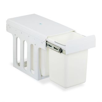 Relaxdays Relaxdays Cubo De Basura Cocina, 2 Compartimentos, 2x 8l, 35,5x25x47 Cm, Extra&iacute;ble, Papelera Reciclaje Fregadero, Blanco