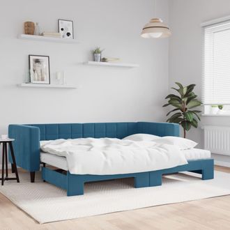 vidaXL Vidaxl - Sof&aacute; Cama Nido Con Colch&oacute;n Terciopelo Azul 90x200 Cm