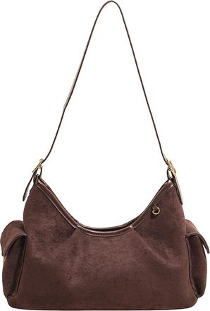 Generic Kexpery Womens Faux Suede Shoulder Bag with Pendant, Practical Handbag for Daily Life, School