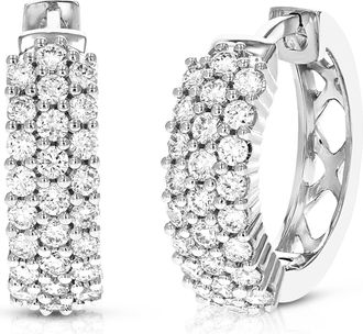 Vir Jewels 1 cttw Lab Grown Diamond Hoop Earrings in Sterling Silver With Hidden Post For Women