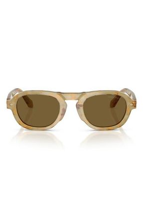 A|X Armani Exchange 49mm Pillow Sunglasses in Yellow Havana /Dark Brown at Nordstrom