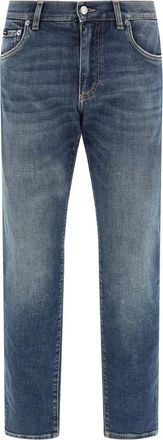 Dolce & Gabbana Jeans, Heren, Blauw, L, Katoen, Iconische Katoenen Jeans Rechte Stijl