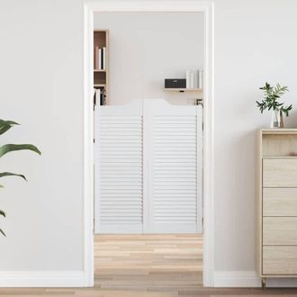 vidaXL Puertas Batientes Dise&ntilde;o De Lamas 2 Par Blanco 100x80 Cm Vidaxl