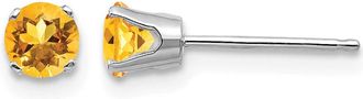 Diamond2Deal 14k White Gold 4mm Citrine Stud Earrings