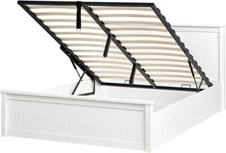 Beliani Ottoman Bed Pine Wood LAMBRES 140 x 200 cm (EU Double) White