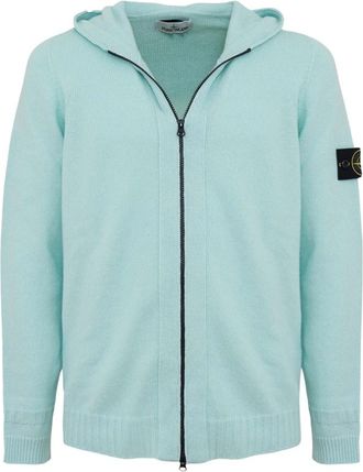Stone Island Full Zip Cardigan - Heren - Vesten met rits - Blauw - L - Wol - Hoodies & sweatvesten