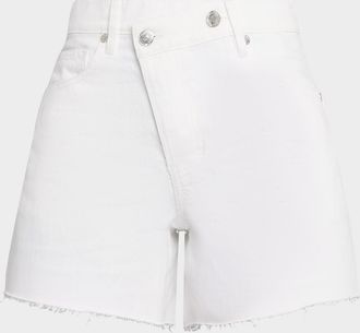 Veronica Beard Ellis Mid-Rise Crossover Denim Shorts