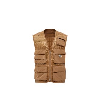 Moncler Ytise Vertical-quilted Padded Vest Beige Size 2