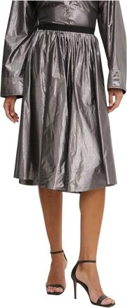 Forte_Forte Midi Rok - Dames - Midirokken - Grijs - XS - Katoen - Rokken