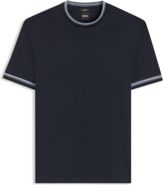 BOSS Contrast-tipping slim-fit T-shirt in mercerised cotton