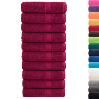 Berkfield Home Premium Bath Towels SOLUND 10pcs Bordeaux 100x150cm 600gsm in Wine