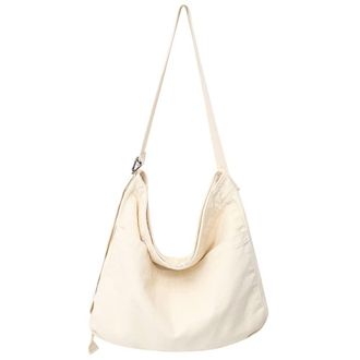 Generic Shoulder Bag Canvas Simple College Student Bookbag Harajuku Satchels (White)