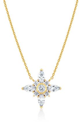 Crislu Brilliant & Marquise Cubic Zirconia Star Pendant Necklace in 18Kt Yellow Gold /Clear Stone at Nordstrom, Size 16 In