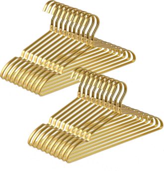 OEM Juego De 20 Perchas De Aluminio Color Oro Mate, 41,9 Cm, Extra Suaves, Duraderas, Para Abrigos, Vestidos Y Camisas