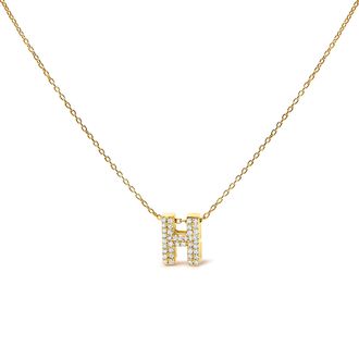 House of Brilliance 10K Gold Diamond Accent A-Z Initial Bubble Pendant Necklace