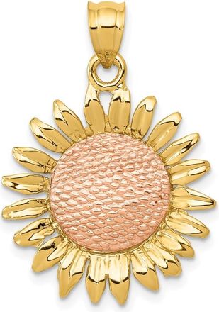 Diamond2Deal 14k Two-tone Gold Polished Sunflower Pendant