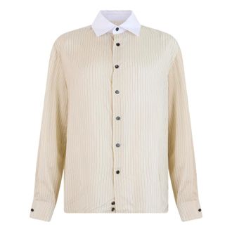 Bottega Veneta Overhemden, Dames, Beige, S, Rayon, Gestreepte Blouse