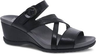 Dansko Womens Ana Glazed Kid Leather Sandals In Black