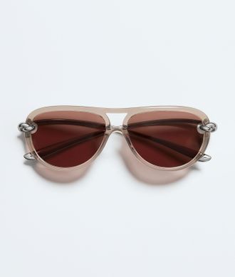 Bottega Veneta Knot Aviator Sunglasses - Brown - Unisex - U
