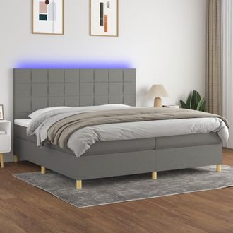 vidaXL Vidaxl - Cama Box Spring Colch&oacute;n Y Luces Led Tela Gris Claro 200x200 Cm