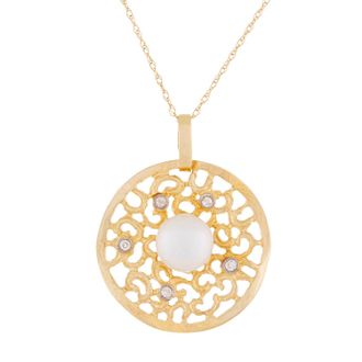 Splendid Pearls 14k Yellow Gold Medallion Pearl Pendant