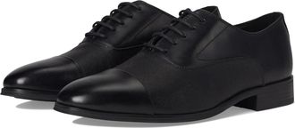 Calvin Klein Mens Calvin Klein Drew Oxford Black Leather Cap Toe Dress Shoes ZOGG2245