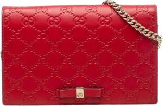 Gucci Pre-owned Cross Body Bags, female, Red, Size: ONE SIZE Pre-owned Wallet on Chain