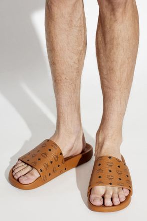 MCM Monogram Sandals, Mens, Brown