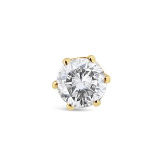 House of Brilliance 14K Yellow Gold Diamond Solitaire 6-Prong Single Solitaire Stud Earring (3/8 cttw, I-J Color, I2-I3 Clarity)
