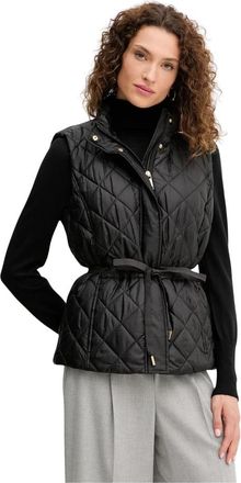 Michael Kors Doorgestikte Gilet met Strikceintuur - Dames - Bodywarmers - Zwart - L - Polyester - Jassen