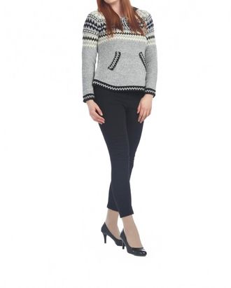 Papillon Fairisle Knit Hooded Sweater In Grey