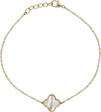 Italian Gold, Inc 14K Yellow Gold Single Clover Bracelet - Mother of Pearl