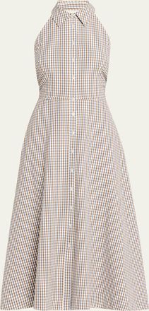 Veronica Beard Mackey Gingham Halter Midi Dress