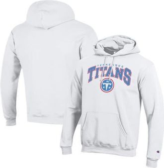 Champion Mens Champion White Tennessee Titans Powerblend Arch over Logo Hoodie at Nordstrom, Size Small