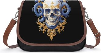 Generic Medusa-Skull Vertical Art Womens Crossbody Bag Fashion Shoulder Handbags Message Tote Bag with Adjustable Strap