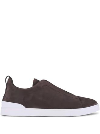 Ermenegildo Zegna Triple Stitch sneakers - men - Calf Suede/Rubber/Calf Leather - 9.5 - Brown