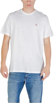 Calvin Klein Jeans Witte Katoenen T-shirt voor Mannen - Heren - T-shirts - Wit - L - Katoen - Tops