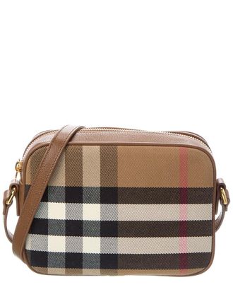Burberry Small Check Canvas & Leather Camera Bag