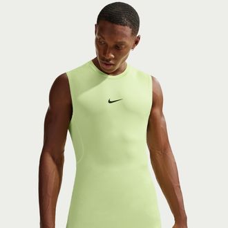 Nike Mens Nike Pro Dri-FIT Tight Sleeveless Fitness Top in Green | FB7914-360