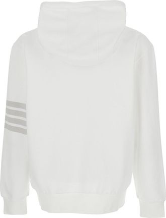 Thom Browne Mens Hooded Sweatshirt White Cotton Sweatshirts Sweater