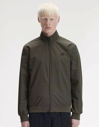 Fred Perry Mens Fred Perry Mens Brentham Jacket - Field Green/Black U70 - Tan - Size: 42/Regular