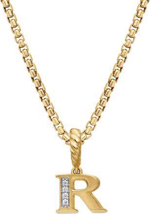 David Yurman Pendente Pav&eacute; Initial in oro giallo 18kt