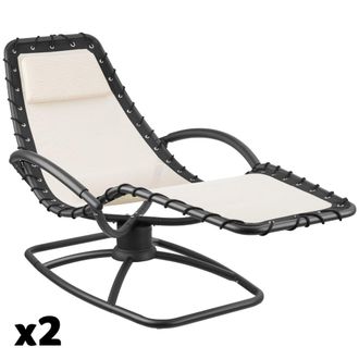TecTake 2 tumbonas jard&iacute;n ergon&oacute;micas balanceo textileno beige