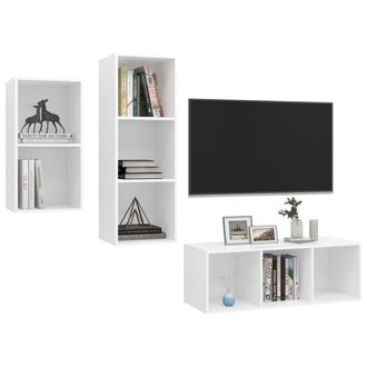 Berkfield Home Practical 3 Piece TV Cabinet Set White Engineered Wood