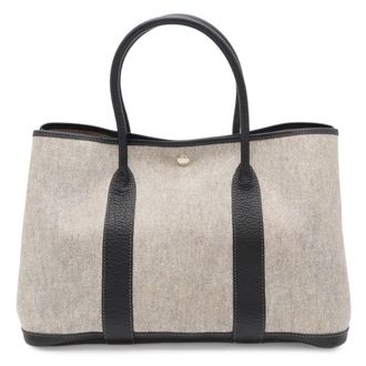 Herm&egrave;s Black Gray Toile H Handbag Shoulder Bag Tote Bag (Pre-Owned)