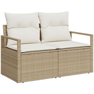 vidaXL Sof&aacute; De Jard&iacute;n Con Coj&iacute;n Beige 120 X 62 X 69cm Rat&aacute;n Sint&eacute;tico Vidaxl