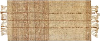 Beliani Alfombra De Yute Beige Claro 80 X 150 Cm Hecho A Mano Borlas Dormitorio Karkin